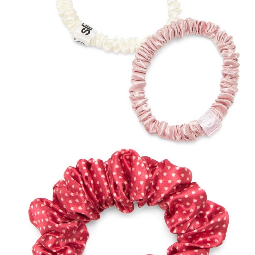Silk Bauble Hair Tie Scrunchie Set of 3 Valentine’s - Picture 2 of 7